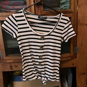 Pink and black striped shirt with buttons